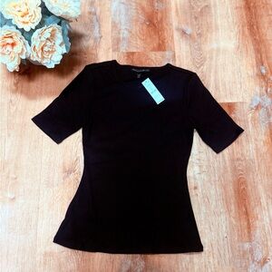 White House Black Market Black Short-Sleeve Tee